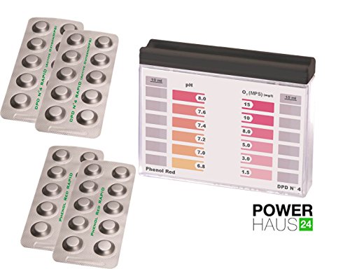 POWERHAUS24® - Pooltester Sauerstoff / pH mit 40 Tabletten