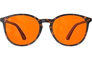 Bloomoak 99.9% Blue Light Blocking Glasses, Gaming Retro Round Glasses, Relieve Eye Fatigue and Improve Sleep, Suitable for Screens/Games/TVs