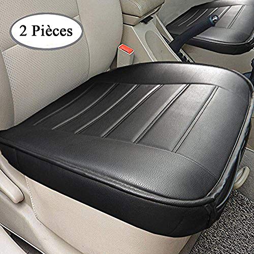 Big Ant Coussin Respirant de Siège de Voiture Coussin de Siège de Voiture avec Bord Enveloppant Housses de siège Coussin Tapis pour Voiture Auto Coussin de Siege en Cuir PU (2pcs, Noir)