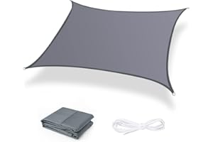 ZHhan Sun Shade Sail Awning Canopy Waterproof Sunscreen 98% UV Block PES for Garden Patio Canopy with Free Ropes Triangle Rectangle Square(Grey,2.5x2.5)