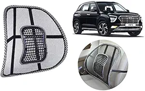 Auto Kite - Mesh Ventilation Car Seat Back Rest Cushion pad with Elastic Belt Support Black for - Creta 2020