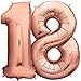 Produktbild Zenball Rosé XXL Folienluftballon (100cm) - Zahl 18 - Riesige Heliumluftballons in Rose-Gold als Dekoration zum 18. Geburtstag