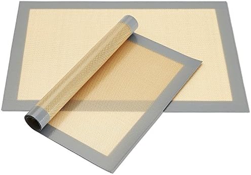 2-Pack Non-Stick Silicone Baking Mat, Toaster Oven Liner, Cookie Sheet, 16.5" x 11" (grey)