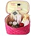 Discoball Lady Women Cosmetic Makeup Toiletry Travel Wash Bag Holder Mirror Case Organizer(Rose Red grid pattern design)