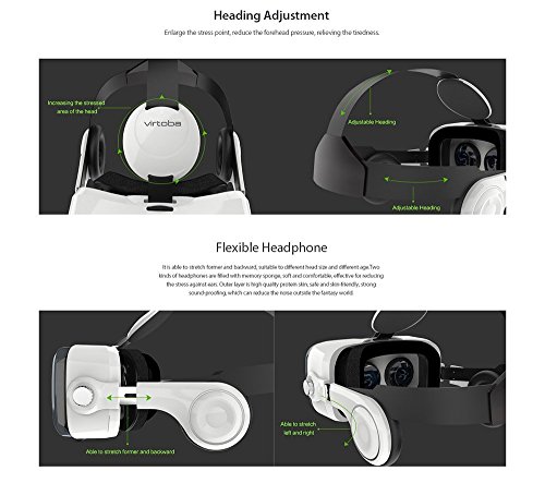 Virtoba X5 Occhiali Visore VR 3D 360Â° RealtÃ  Virtuale, per iPhone e Android Smartphones da 4 a 6 pollici, Focus Regolabile in caso di Miopia, Altoparlanti Stereo, Antiriscaldamento e Antiannebiamento