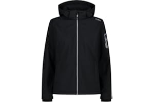 CMP Giacca In Softshell Da Donna Con Cappuccio Removibile, Nero 01, 44