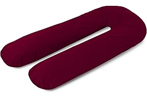 A ATH COLLECTION Funda de almohada de embarazo de 9 pies, 12 pies, en forma de U con cremallera, para lactancia, apoyo y almohada de maternidad para mujeres embarazadas solo (9 pies, borgoña)