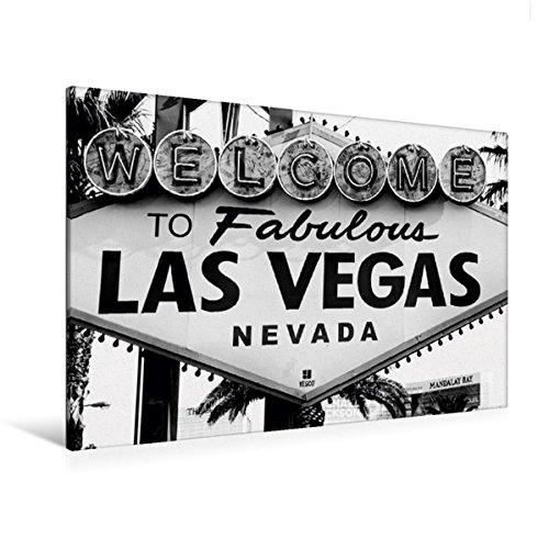 Premium Textil-Leinwand 120 cm x 80 cm quer, Ein Motiv aus dem Kalender Las Vegas - Schwarzweiß | Wandbild, Bild auf Keilrahmen, Fertigbild auf echter Leinwand, Leinwanddruck (CALVENDO Orte)