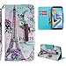 Produktbild J6 Plus Handyhülle Samsung Galaxy J6 Plus 2018 Hülle Case Leder Tasche Malen Muster Flipcase Cover Schutzhülle Handytasche Skin Ständer Klapphülle Schale Bumper Magnet Ledertasche Handycover-Eisenturm