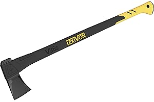 LEXIVON V36S Ascia Spaccalegna da Campeggio, Ascia da Spacco, Accetta Sopravvivenza, 36” (91 cm), Impugnatura Ergonomica, Manico Leggero in Vetroresina, Fodero Protettivo Portatile Incluso (LX-V36S)