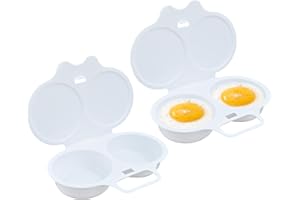 Bekecidi 2 Escalfadores De Huevos Para Microondas, Antiadherente, Olla De Huevos Escalfados Para Microondas, Reutilizable De Grado Alimenticio, Hervidor De Huevos Dobles De Polipropileno De Grado