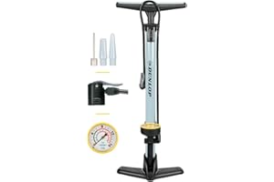 Dunlop Pompe à Vélo avec Double Valve - Pas de/avec Manomètre - Pompe à Pied pour Velo avec 2 Adapteurs - pour Valve Dunlop, Presta et Schrader - Pompe 11-12Bar/ 160-180 PSI - Plastique - Noir