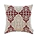 Produktbild HWY 50 Baumwolle Stickerei Kissenbezug/Sofa Kissen Kissen Geometrische Blumen (45 x 45 cm) Kissenbezüge/Kopfkissen, 100 % Baumwolle, wine red+gray, 45×45CM