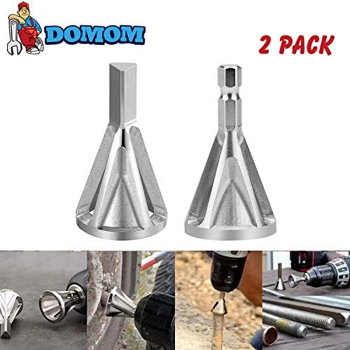 Domom Deburring External Chamfer Tool for Drill Bit (Silver, Pack of 2), one is triangle and the other is hexagon