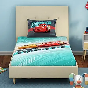 SPACES Disney 100% Cotton Single Bedsheet with Pillow Covers Stain Release Breathable Fabric Skin Safe Printed(152CMX224CM/43CMX68CM) - Light Teal