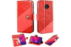 BELLA BEAR Funda para Doogee X95 Pro Flip Case [Portatarjetas] [Pata de Cabra] Carcasa Móviles Caso para Doogee X95 Pro Funda(Rojo)