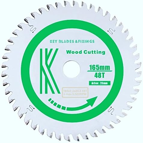 4102X2 Key Blades and Fixings Twin Pack of 165 mm x 20 mm x Bore Track Circular Saw Blade 48 Tooth 48t