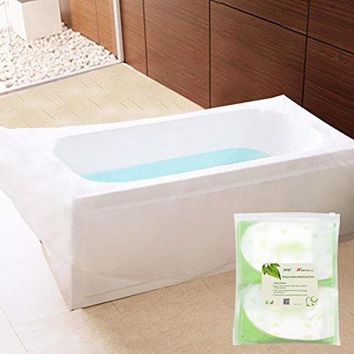 TFY Ultra Large Disposable Film Bathtub Lining Bags for Salon, Household and Hotel Bath Tubs (86 Inch x 47 Inch) - 5 pieces (Individual Package)