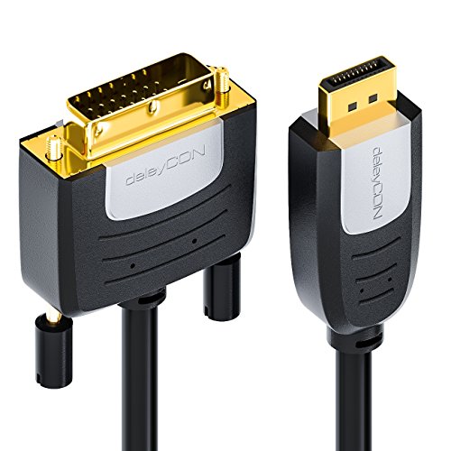 deleyCON 3m DisplayPort zu DVI Kabel – FullHD / 1080p / 3D / HDCP / EDID – DP Stecker auf DVI-D (24+1) Stecker (Adapterkabel) – vergoldet – für Apple Mac / PC / Notebook / Monitor / Beamer / Grafikkarte – 3 Meter - 3
