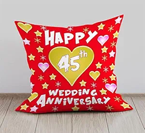 DreamVio Happy 45th Anniversary Cushion, Gift Cushion for Husband, Wife,Couples, Friends on Birthdays & Anniversaries Color : Red (12 x 12 inch)