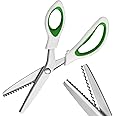 HBSTUDIO Pinking Shears Scissors, Craft Scissors Decorative Edge for Fabric Cutting, Dressmaking Sharp Fabric Sewing Scissors, Comfort Grips Scrapbook Scissors(Green)