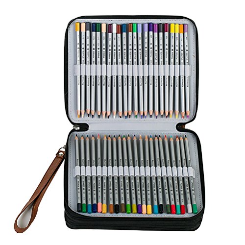 yimoji 120 Slots Bleistift Fall, mehrschichtige PU Leder Bleistift Halterung für Artist Pen Tasche Stationäre Black – artist pouch - 2