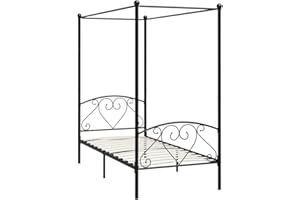 vidaXL Rama łóżka z baldachimem, czarna, metalowa, 90 x 200 cm