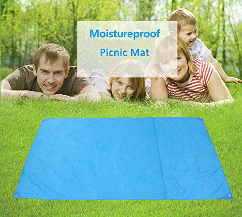 LIVEHITOP Picknick Matte Tuch Strand Decke Große XXL 210×200 cm, Wasserdichte Dünn Leicht Tragbar Mat mit Tasche 4 Stöpsel für Outdoor Park BBQ Sommer Camping, 83“x79“ (Blau) - 6