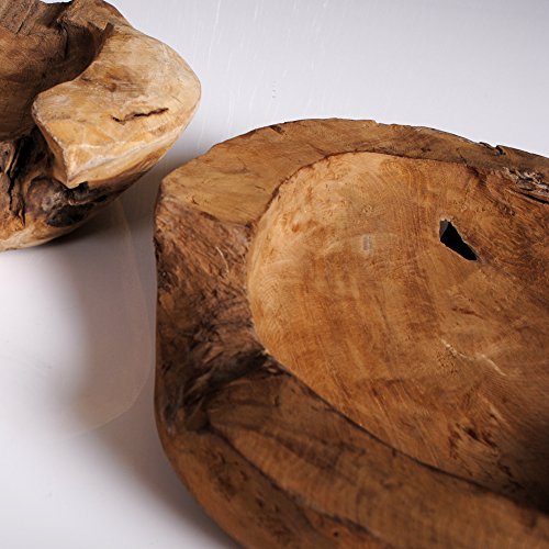 TEAKSCHALE HOLZSCHALE MASSIV TEAK WURZELHOLZ SCHALE 30cm HANDGEFERTIGT INDONESIA - 6