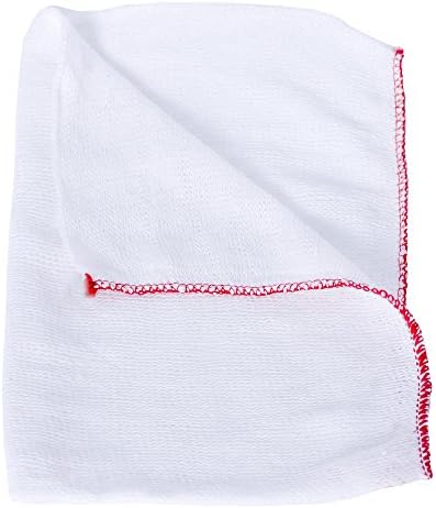 Large White Dishcloths, Red Overlock, 30 x 40 cm, Pack of 10 Dischcloths