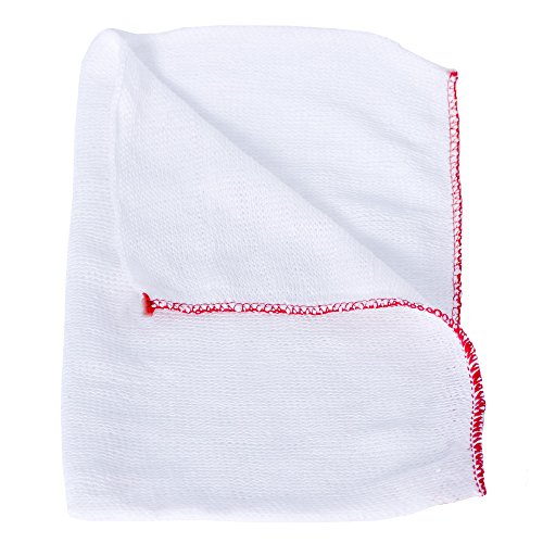 Large White Dishcloths, Red Overlock, 30 x 40 cm, Pack of 10 Dischcloths