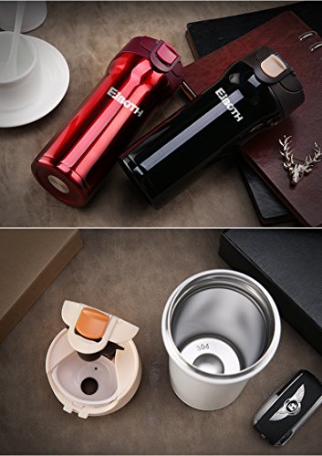 EJBOTH 350ml Edelstahl Thermosflasche Reise, Isolierflasche Thermoskanne Wasserflasche Trinkflasche Stainless Steel Bottle Tragbare für Heißgetränk Tee Kaffee Geschenk für Mutter Hause Büro Winter Outdoor Camping Tourismus Führung Angeln Auto [Rot] - 5