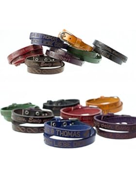 Lederarmband mit Gravur Wunschtext echtes Leder Wunschgravur Schnalle MenQ