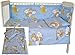 Babies-Island A 6 Piece Bedding For Baby/Toddler,Long Bumper All Round Cot/Cot Bed 360Cm,420Cm - Blue Teddies On A Moon - Size : 120x150 cm , Bumper Size : 420 cm