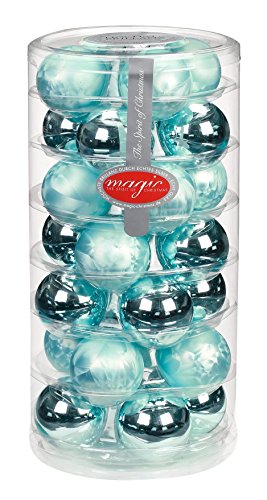 INGE-Glas Magic 28 Stk. Christbaumkugeln Glas 45mm//Weihnachtskugeln Baumkugeln Baumschmuck Weihnachtsdeko Kugeln Christbaumschmuck Weihnachtsschmuck Dose Deko Weihnachten 4,5cm, Farbe: eislack Mint