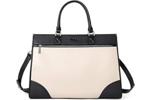 CLUCI Damen Aktentasche Ölwachsleder Frauen Laptpotasche 15.6 Zoll Vintage Businesstasche Groß Designer Arbeitstasche Reise Schultertasche Cremefarben mit Schwarz