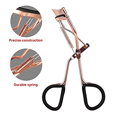 AMTOK Schmerzfreie Wimpernzange aus Edelstahl Lash Lockenwickler Professionelles Make-up-Tool mit 4 Ersatz-Pads aus Silikon - 4