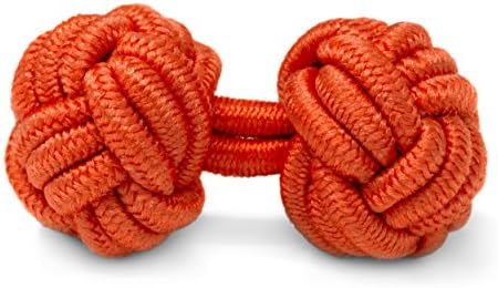 THE SUITS CREW Silk Cufflinks Silk Knots Elastic Rope Nylon Textile Fabric Studs for Women Men Cuff Shirts - Suitable for Wedding Groom Best Man - Orange