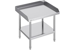 VEVOR Stainless Steel Equipment Grill Stand, 24 x 28 x 24 Inches Stainless Table, Grill Stand Table with Adjustable Storage Undershelf, Equipment Stand Grill Table for Hotel, Home, Restaurant Kitchen