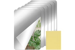 TSASWEET 6 Specchi per Piastrelle Acriliche 30 x 20 cm Specchi Adesivi da Parete con 24 Punti Autoadesivi Specchio Murale Specchi Decorativi da Parete per Bagno, Casa, Armadio,Ufficio