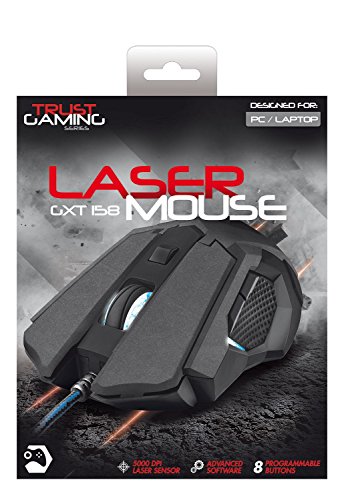 Trust Gaming GXT 158 - Rat  n para gaming  l  ser  con sensor de 5000 PPP e iluminaci  n LED 