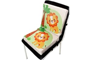 Fablcrew Coussin de Siège Portable Bébé Rehausseur Chaise Enfant Bébé Nouveau Coton et Lin Lion Imprimé avec Sangles Réglables