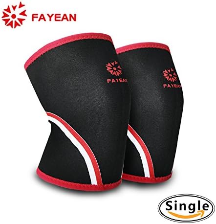 FAYEAN Knee Sleeve Brace Neoprene for Cross Training, Gym Workout, Powerlifting, Weightlifting and Other Heavy Fitness Workouts, Reduce Risk of Injury Pain Relief, Black &amp; Red, 1 Sleeve (M)