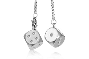 Lusofie Colgante de Dados de Metal Plateado Colgante de Espejo Retrovisor de Coche para Decoración de Espejo Retrovisor de Coche Dados Colgantes Decoración de Coche de Oficina