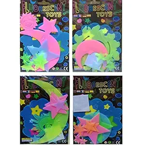 Birthday Popper Glow in The Dark Radium Stickers (Set of 20; Assorted Theme) Ideal Birthday Return Gifts for Theme for Kids of All Age Group