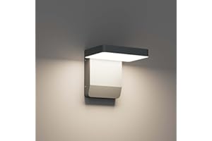 K-Bright 20 W, 1540 lm, zewnętrzna lampa LED, 4500 K, zewnętrzna lampa ścienna, balkon, garaż, lampa ścienna do ogrodu, wodoodporna lampa ścienna IP54, antracytowa