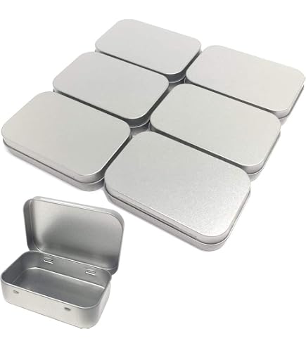 6 Scatole Di Latta Metalliche Rettangolari - Portaoggetti Piccoli In Argento, Nero E Bianco Per Caramelle, Gioielli, Chiavi - 3