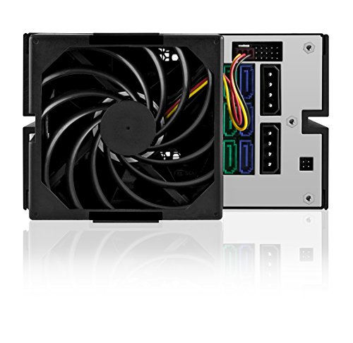 Icy Box IB-553SSK 2-fach 5,25″ Backplane für 3x 3,5″ (8,9 cm) SATA SAS HDD, Voll-Metall-Design, 1x 80 mm Lüfter, verriegelbar (schwarz) - 4