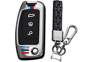 KUNIO Etui na klucze pasuje do Forda Fiesta Focus MK2 C-Max B-Max Eco Sport Escort Tourneo Courier Ecosport ochrona metalowa obudowa etui na klucze, etui na klucze, kolor czarny