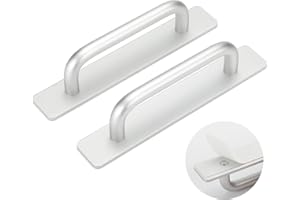 LONTAN Samoprzylepne uchwyty meblowe, do drzwi balkonowych, do użytku na zewnątrz, do szafek kuchennych, srebrne, aluminiowe uchwyty (długość: 150 mm)